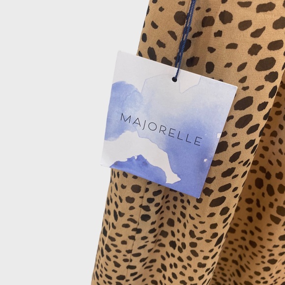 Majorelle Tan Animal Print Ruffle Hem Dress NWT Large - Picture 5 of 6